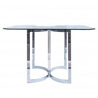 Postmodernistyczny stół z kryształowym blatem. Lata 90.